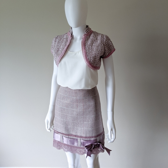 SET Kensie Bow High Waist Skirt & Bolero Jacket - Picture 2 of 6